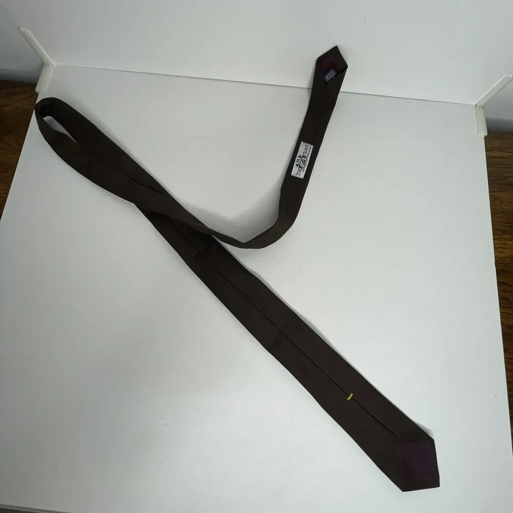 Vintage Tie Craft Texturized Polyester‎ Necktie Brown Slim Classic